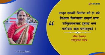 कानुन निर्माणको सम्पूर्ण काम राष्ट्रियसभाबाट हुनुपर्छ : नेत्री देवकोटा